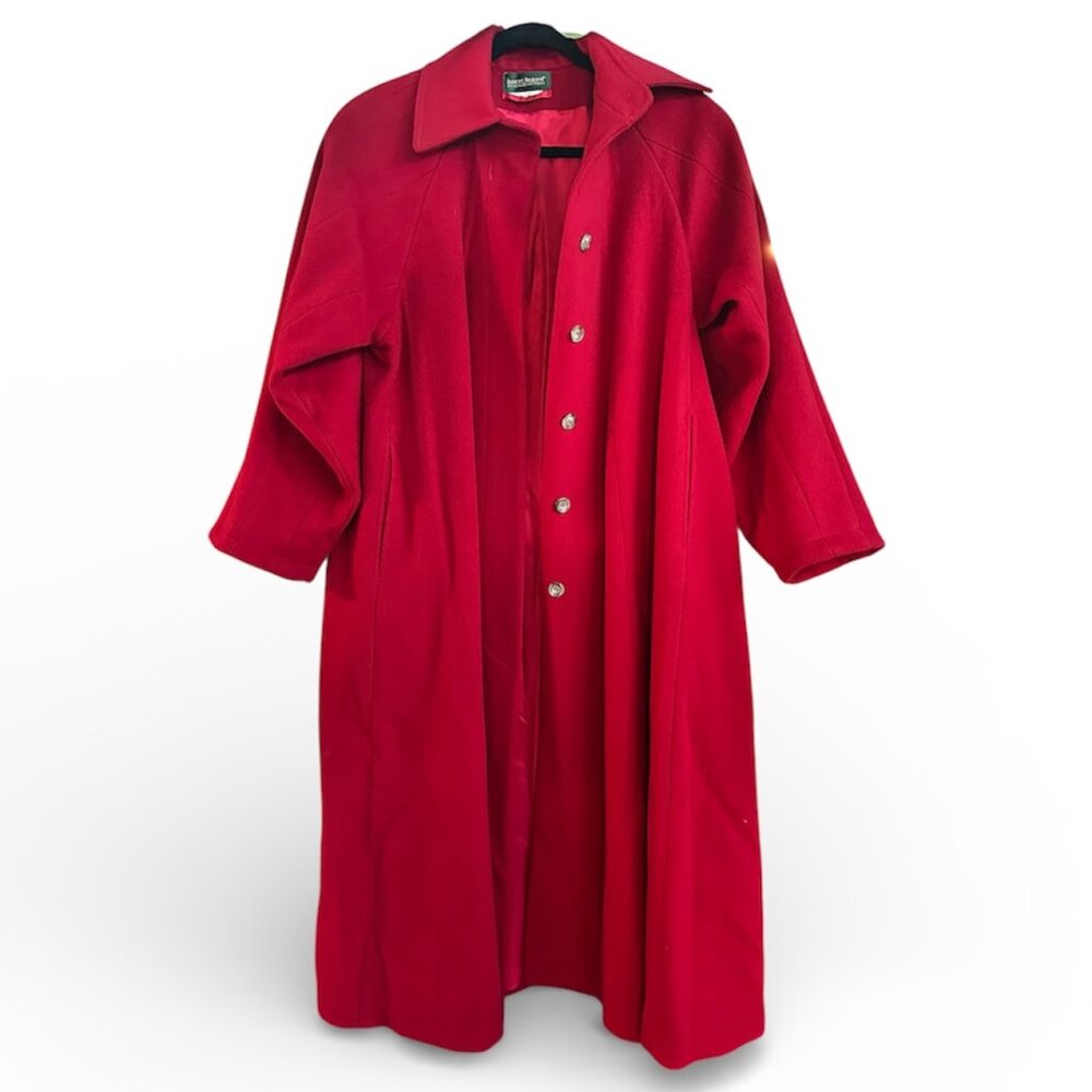 Vintage Harve Benard Red Long Wool Coat | Bernard Holtzman | Statement Wool Coat